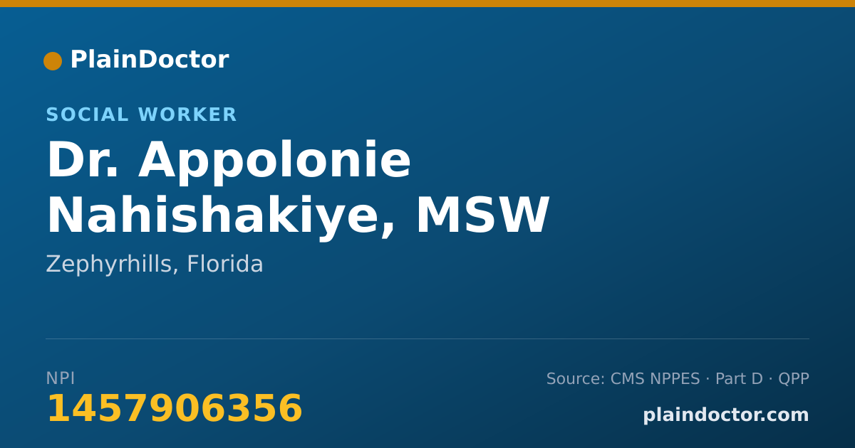 Shareable card for Appolonie Nahishakiye, MSW - Social Worker, Zephyrhills, FL