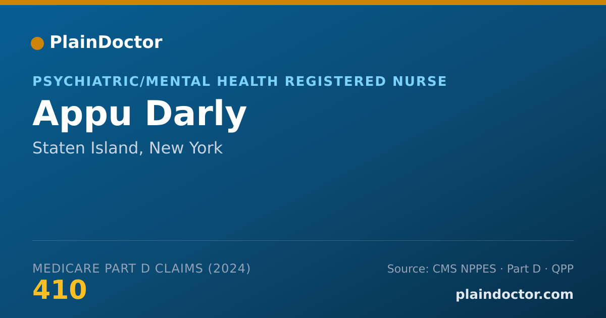 Shareable card for Appu Darly - Psychiatric/Mental Health Registered Nurse, Staten Island, NY