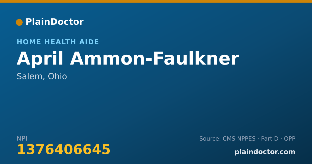 Shareable card for April Ammon-Faulkner - Home Health Aide, Salem, OH
