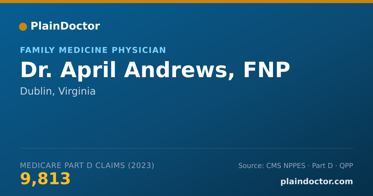 Shareable card for April Andrews, FNP - Family Medicine Physician, Dublin, VA
