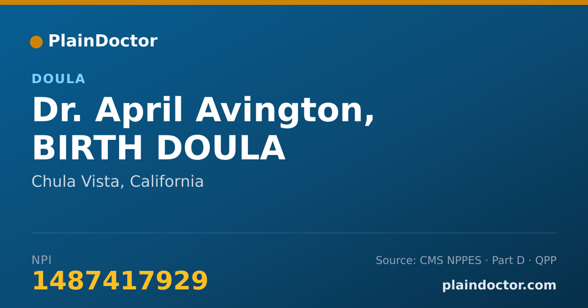 Shareable card for April Avington, BIRTH DOULA - Doula, Chula Vista, CA