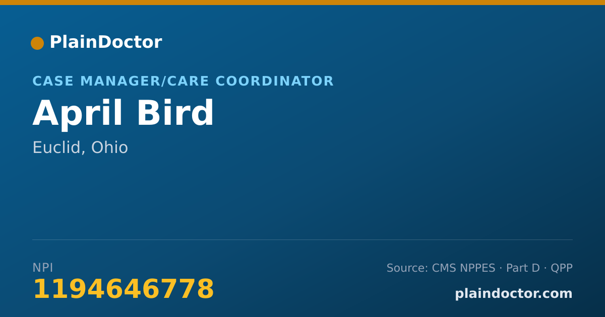 Shareable card for April Bird - Case Manager/Care Coordinator, Euclid, OH