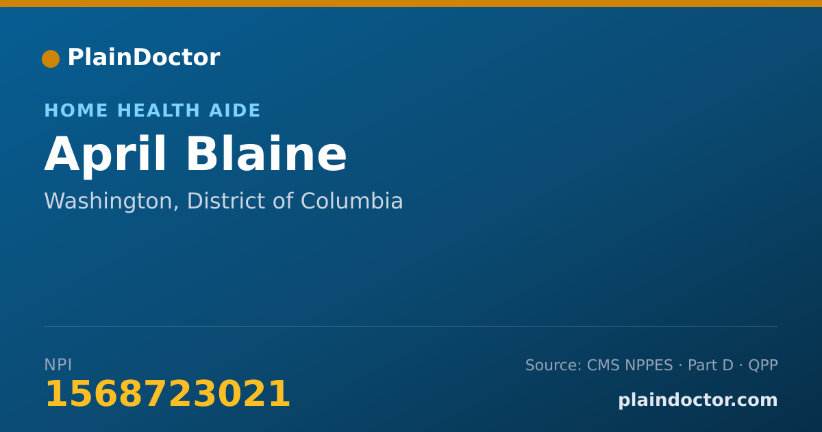 Shareable card for April Blaine - Home Health Aide, Washington, DC