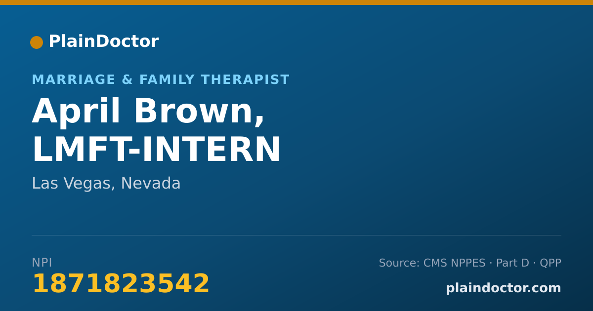 Shareable card for April Brown, LMFT-INTERN - Marriage & Family Therapist, Las Vegas, NV