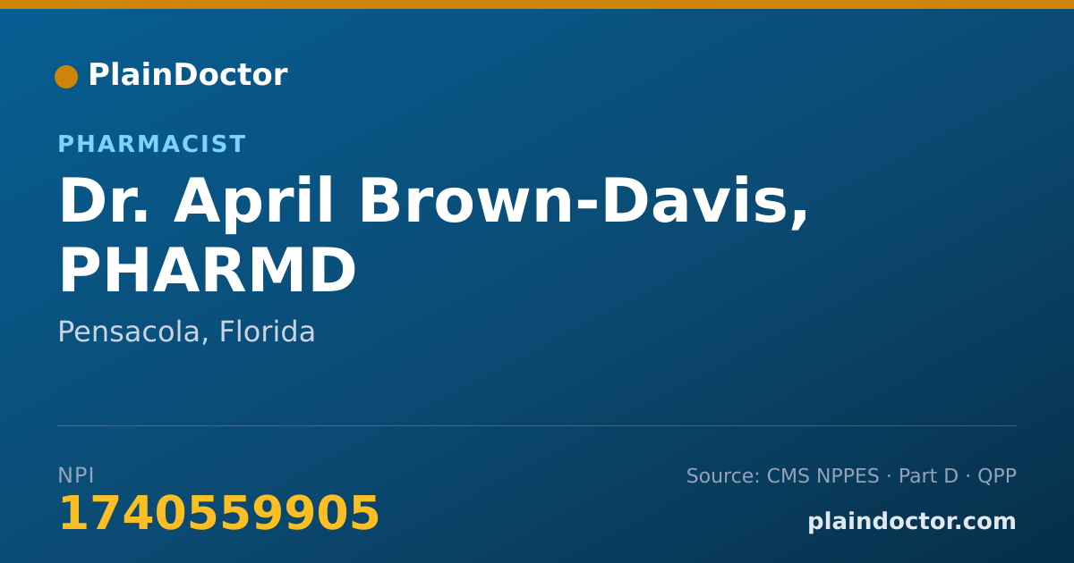Shareable card for April Brown-Davis, PHARMD - Pharmacist, Pensacola, FL