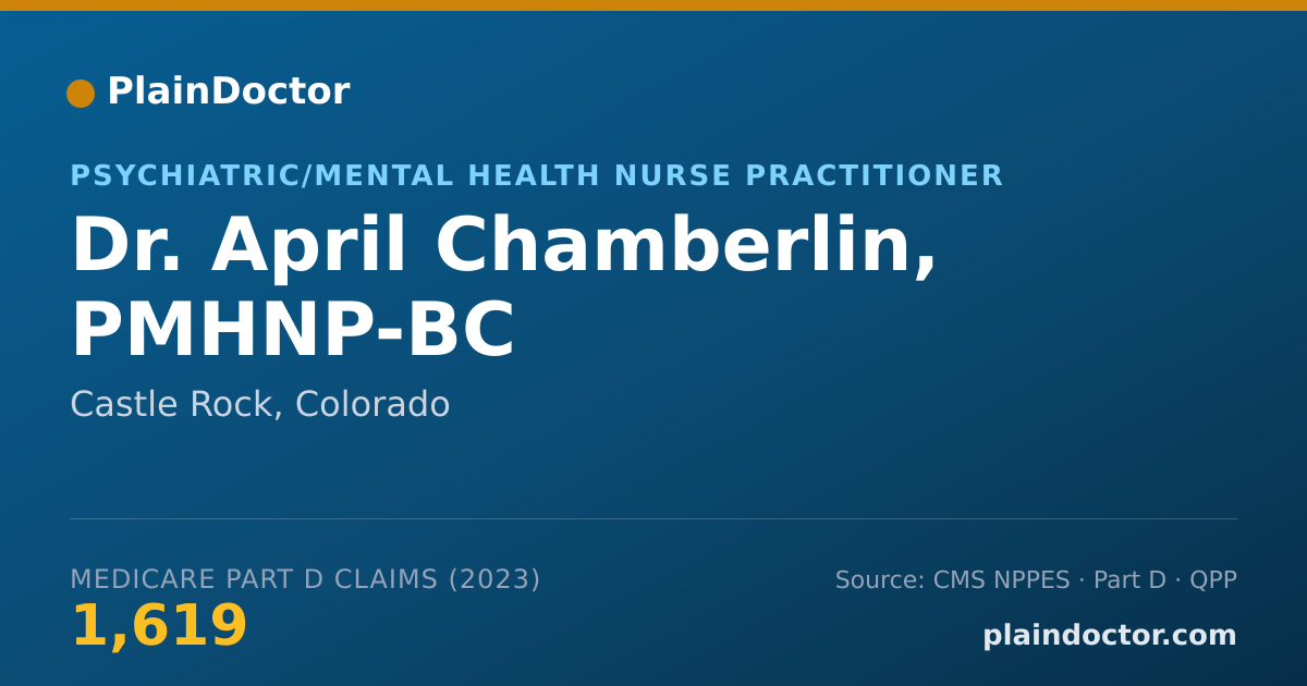 Shareable card for April Chamberlin, PMHNP-BC - Psychiatric/Mental Health Nurse Practitioner, Castle Rock, CO