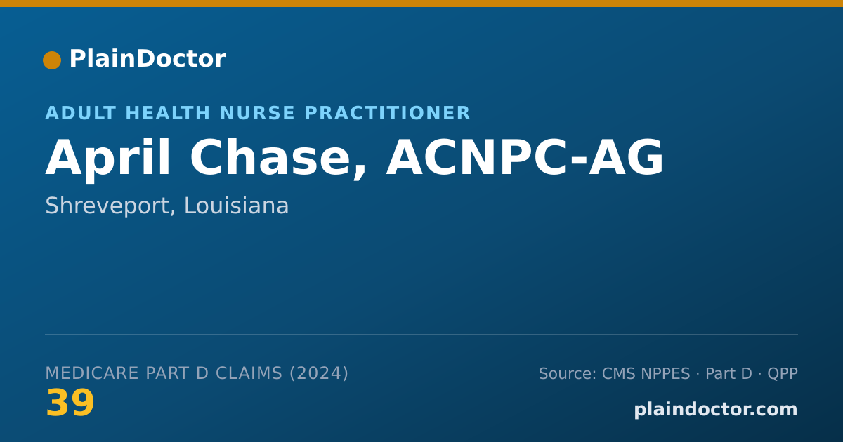 Shareable card for April Chase, ACNPC-AG - Adult Health Nurse Practitioner, Shreveport, LA