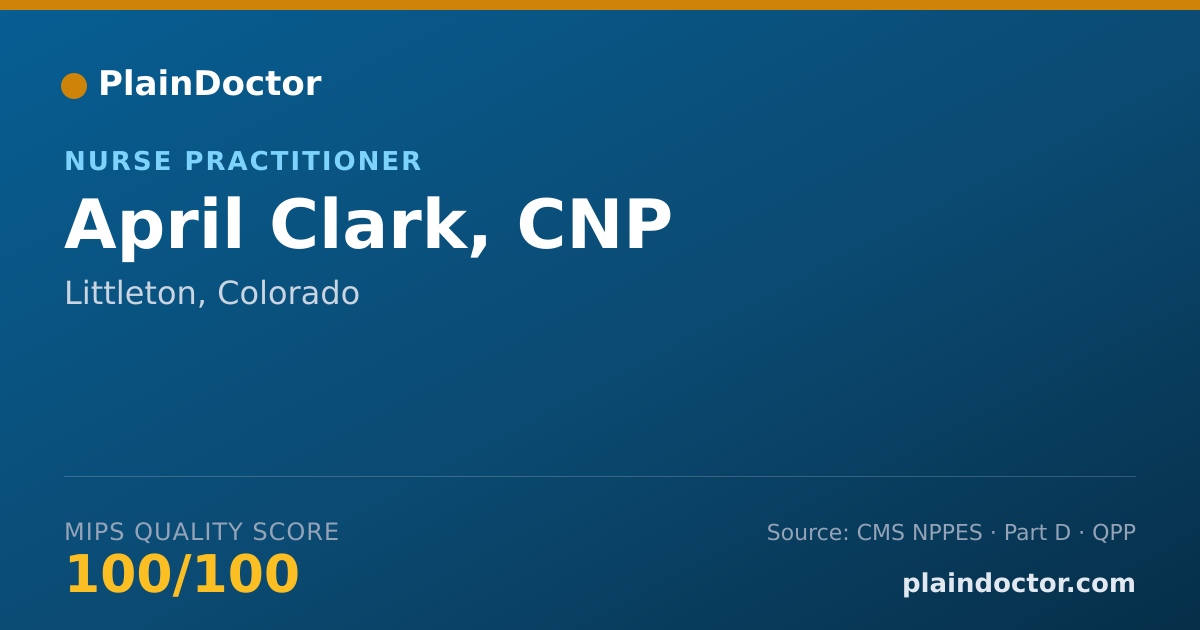 Shareable card for April Clark, CNP - Nurse Practitioner, Littleton, CO