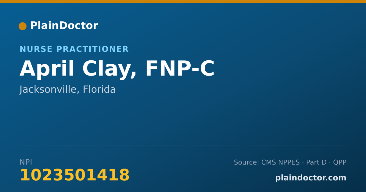 Shareable card for April Clay, FNP-C - Nurse Practitioner, Jacksonville, FL