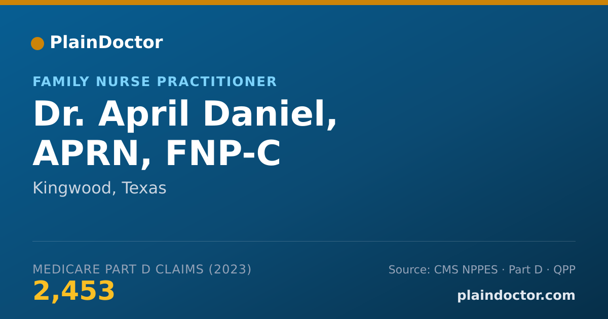 Shareable card for April Daniel, APRN, FNP-C - Family Nurse Practitioner, Kingwood, TX