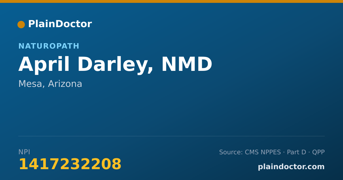 Shareable card for April Darley, NMD - Naturopath, Mesa, AZ