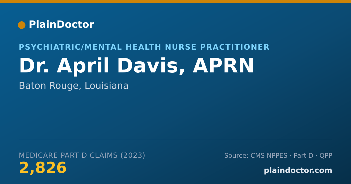 Shareable card for April Davis, APRN - Psychiatric/Mental Health Nurse Practitioner, Baton Rouge, LA