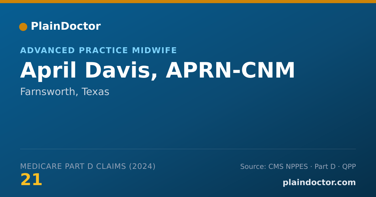 Shareable card for April Davis, APRN-CNM - Advanced Practice Midwife, Farnsworth, TX
