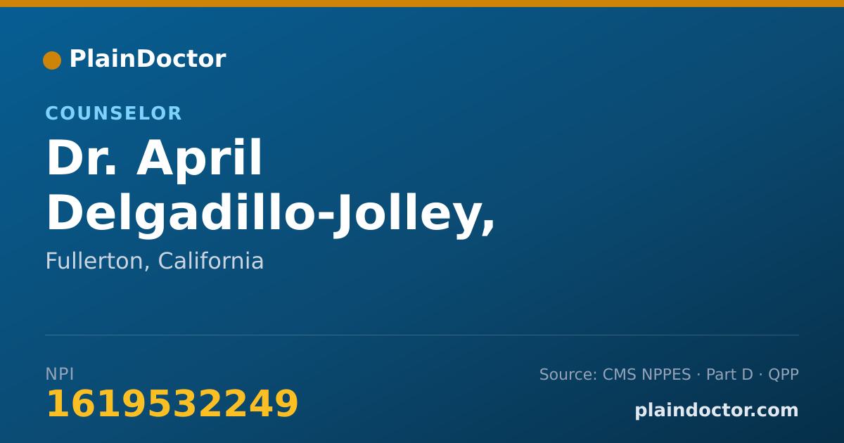 Shareable card for April Delgadillo-Jolley, LMFT - Counselor, Fullerton, CA