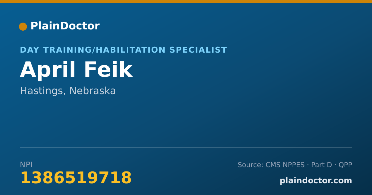 Shareable card for April Feik - Day Training/Habilitation Specialist, Hastings, NE