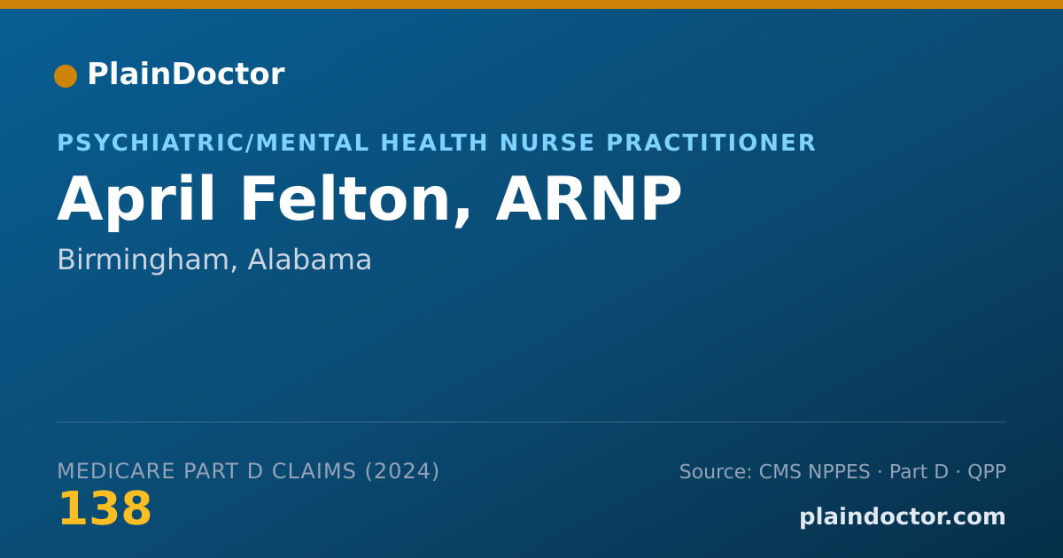 Shareable card for April Felton, ARNP - Psychiatric/Mental Health Nurse Practitioner, Birmingham, AL