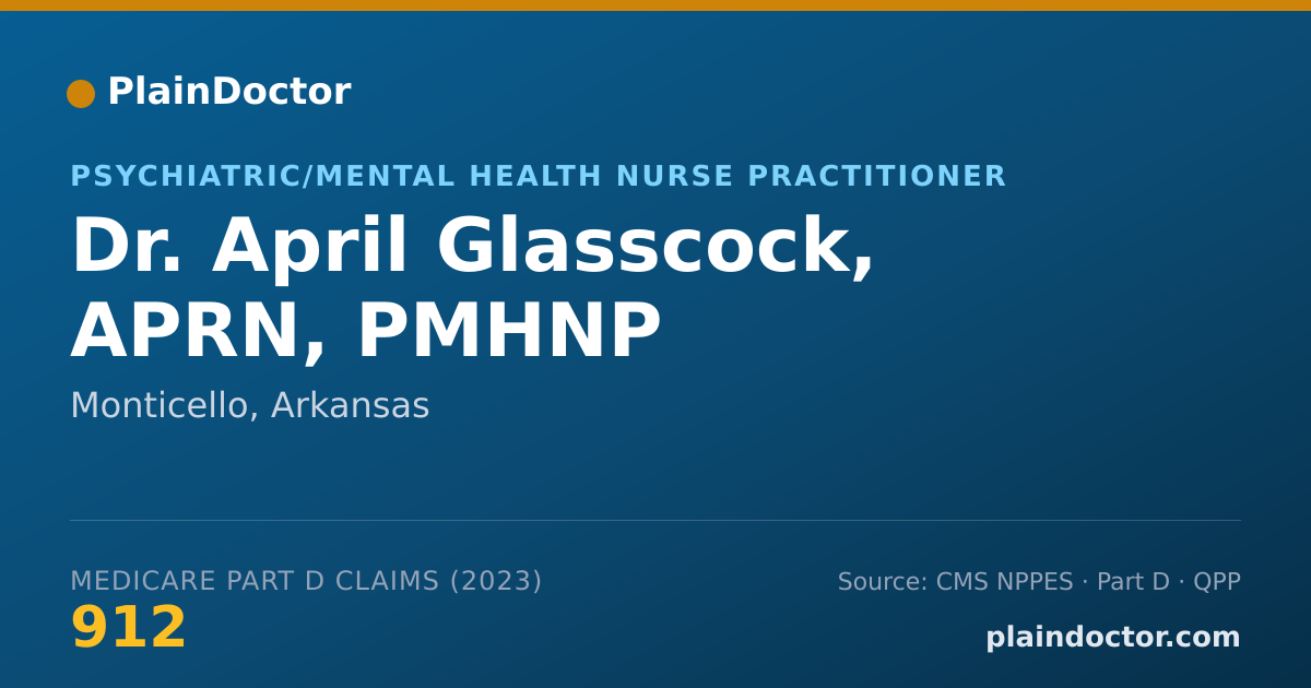 Shareable card for April Glasscock, APRN, PMHNP - Psychiatric/Mental Health Nurse Practitioner, Monticello, AR