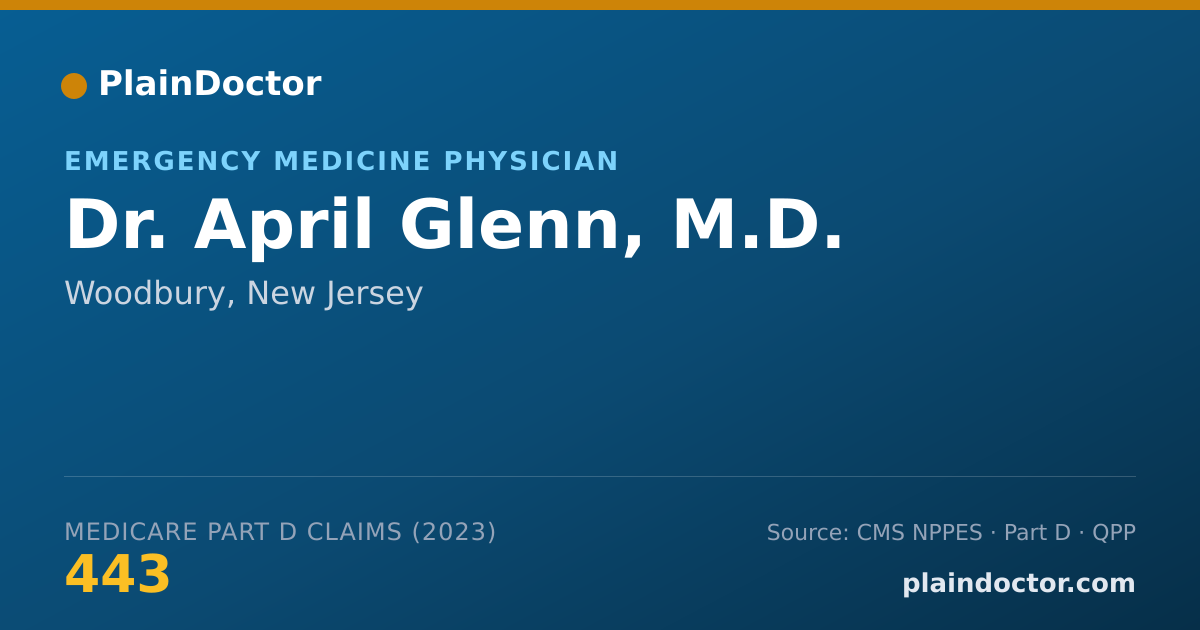 Shareable card for April Glenn, M.D. - Emergency Medicine Physician, Woodbury, NJ