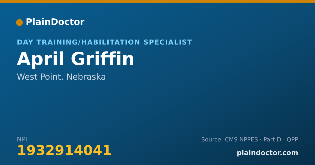 Shareable card for April Griffin - Day Training/Habilitation Specialist, West Point, NE