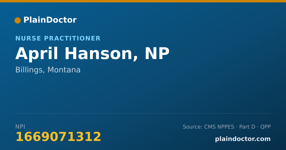 Shareable card for April Hanson, NP - Nurse Practitioner, Billings, MT