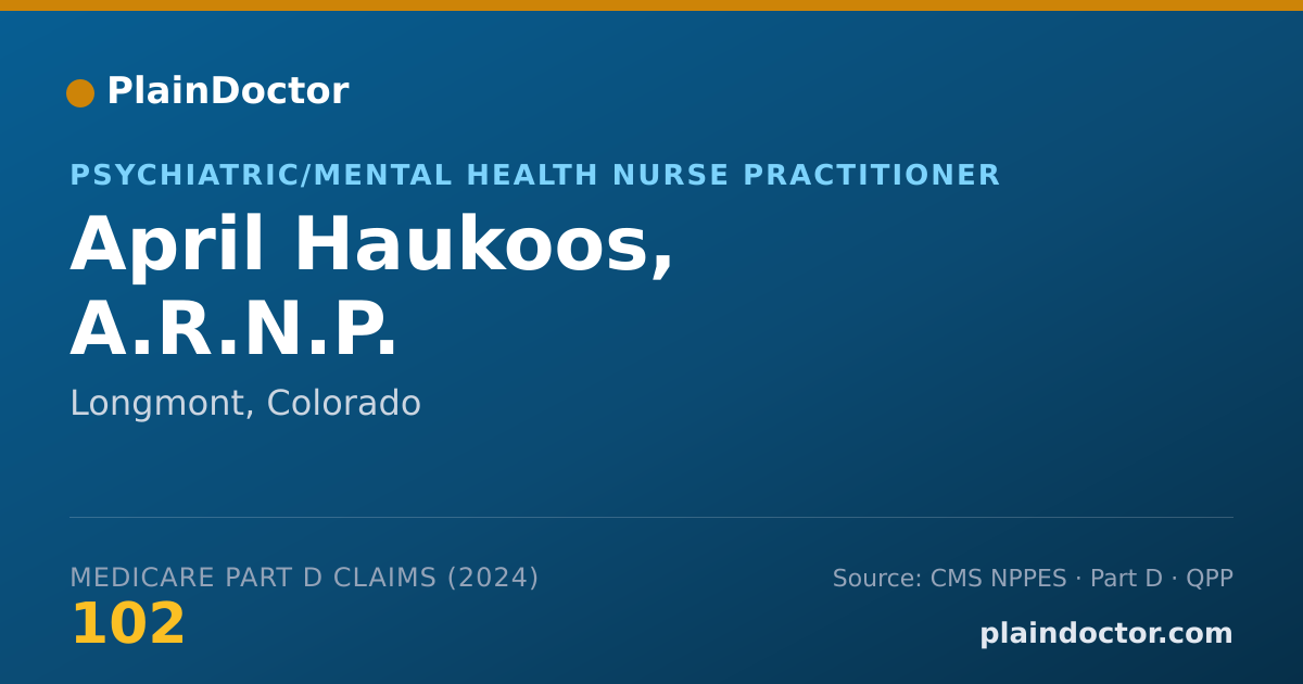 Shareable card for April Haukoos, A.R.N.P. - Psychiatric/Mental Health Nurse Practitioner, Mount Dora, FL