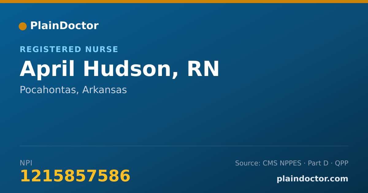 Shareable card for April Hudson, RN - Registered Nurse, Pocahontas, AR