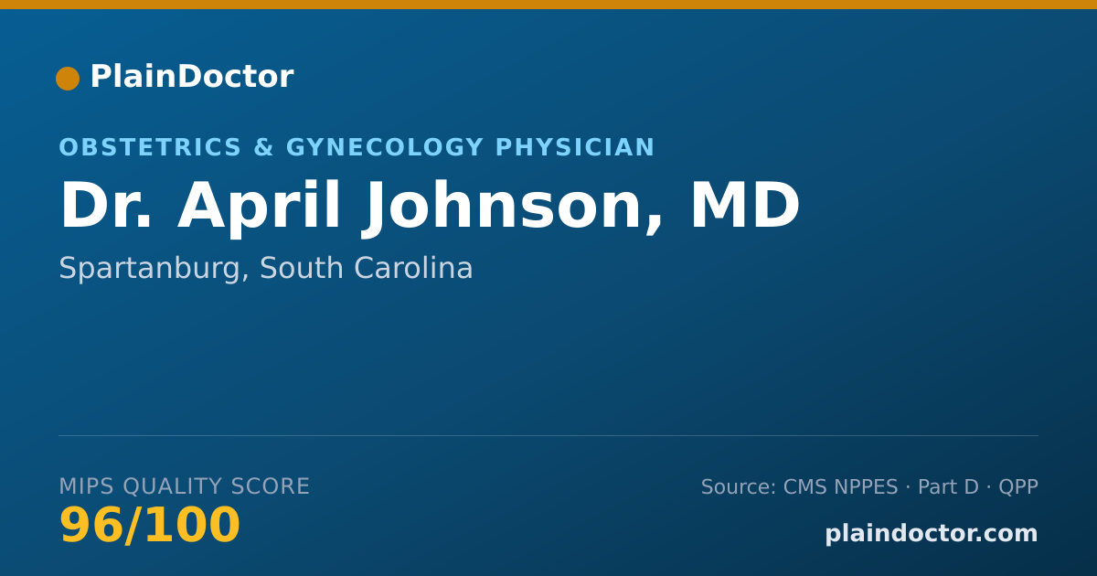 Shareable card for April Johnson, MD - Obstetrics & Gynecology Physician, Spartanburg, SC