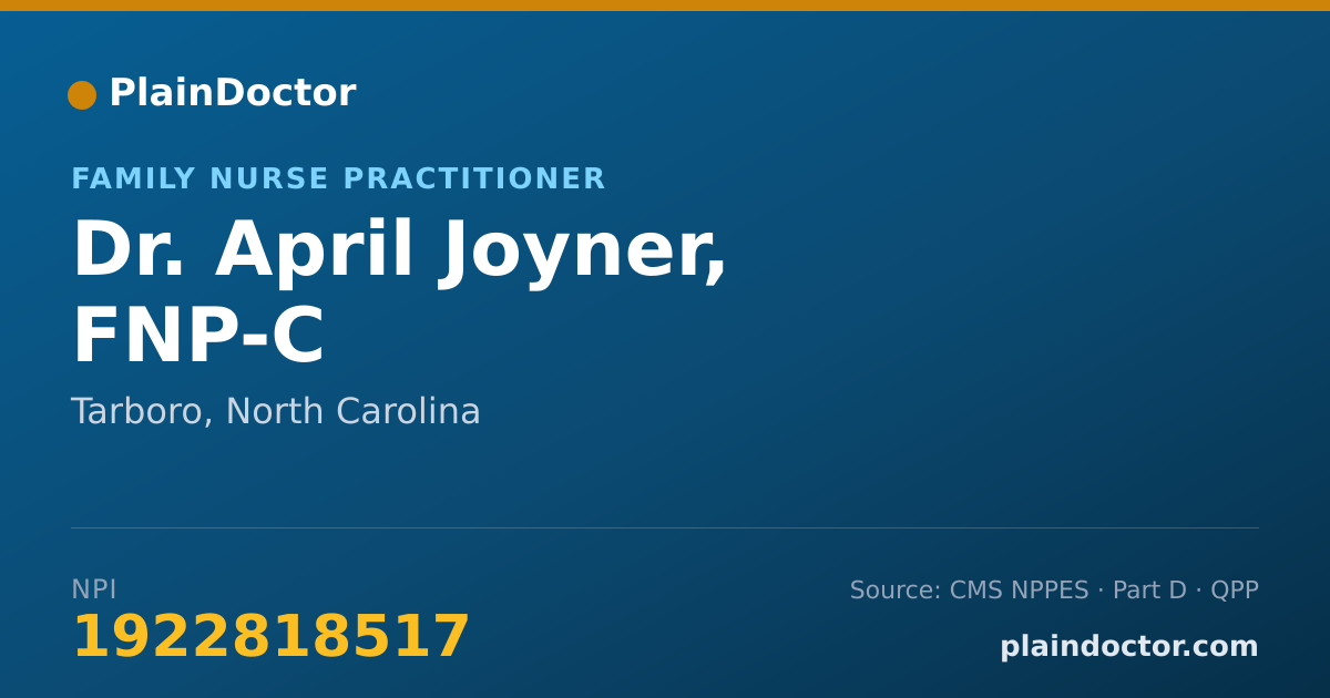 Shareable card for April Joyner, FNP-C - Family Nurse Practitioner, Tarboro, NC