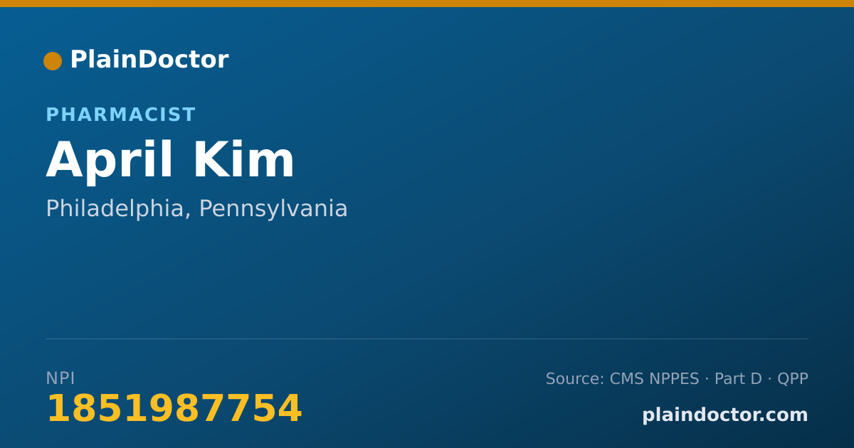 Shareable card for April Kim - Pharmacist, Philadelphia, PA