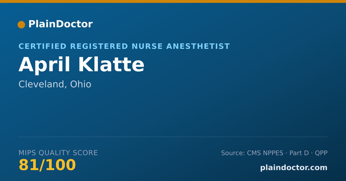 Shareable card for April Klatte - Certified Registered Nurse Anesthetist, Cleveland, OH