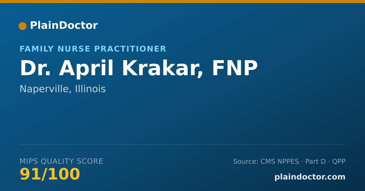 Shareable card for April Krakar, FNP - Family Nurse Practitioner, Naperville, IL