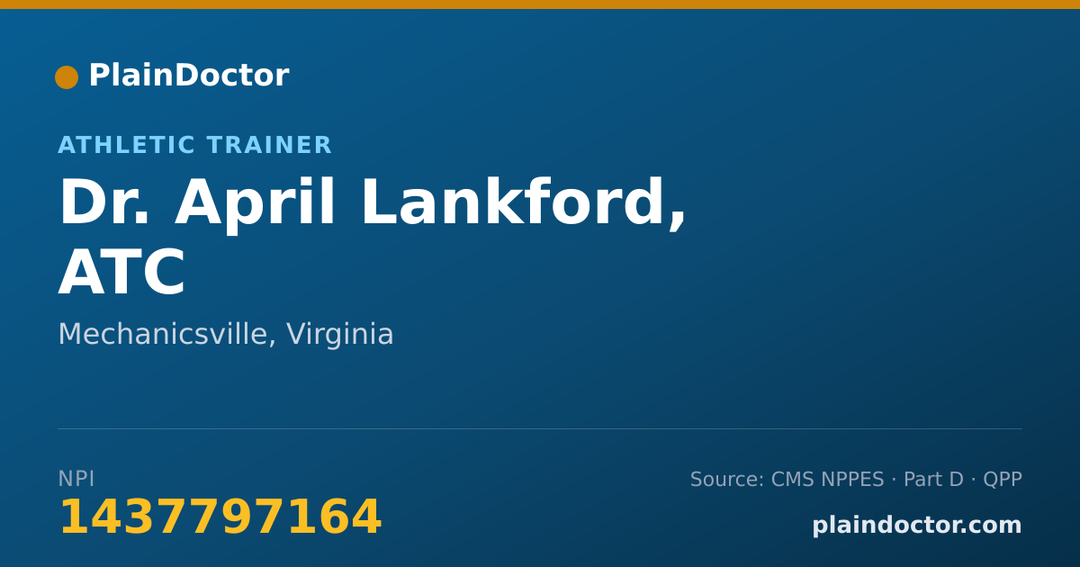 Shareable card for April Lankford, ATC - Athletic Trainer, Mechanicsville, VA