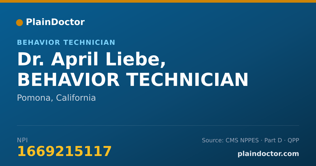 Shareable card for April Liebe, BEHAVIOR TECHNICIAN - Behavior Technician, Pomona, CA