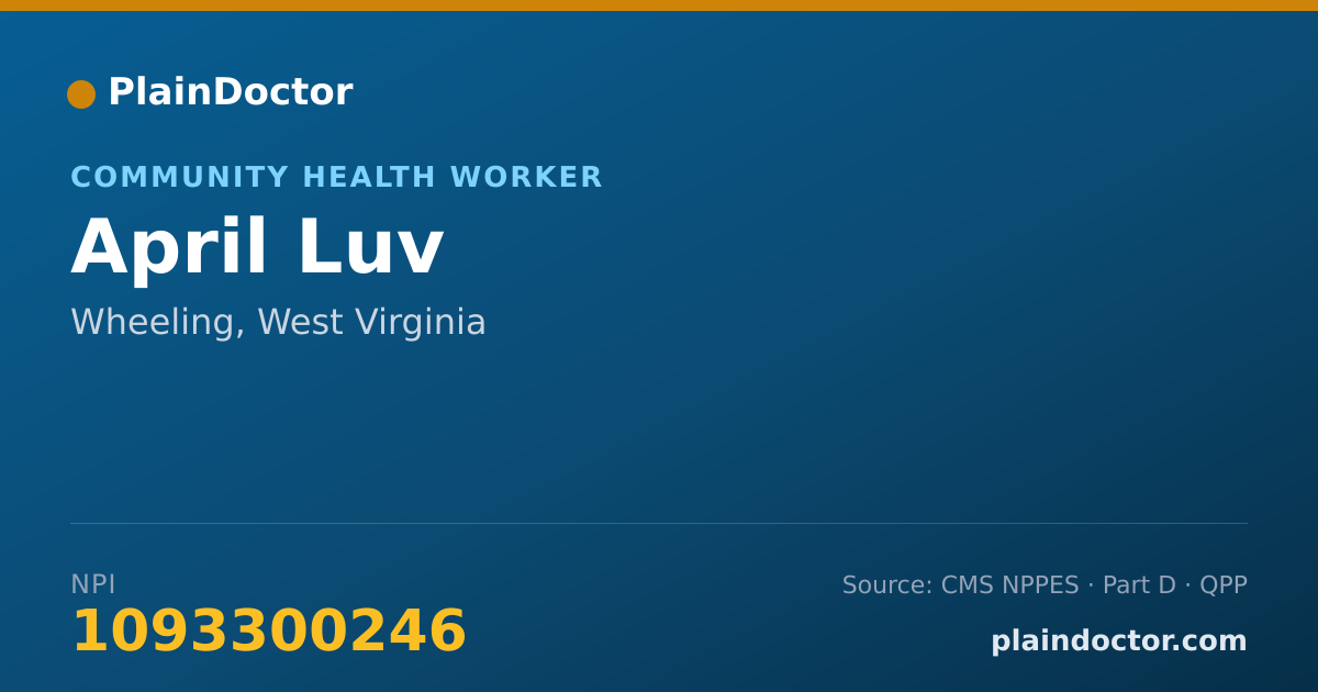 Shareable card for April Luv - Community Health Worker, Wheeling, WV