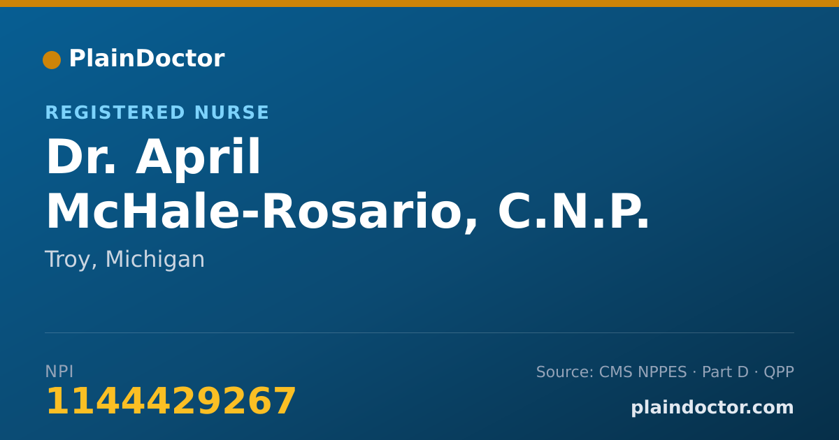 Shareable card for April McHale-Rosario, C.N.P. - Registered Nurse, Troy, MI