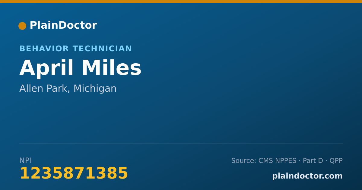 Shareable card for April Miles - Behavior Technician, Allen Park, MI