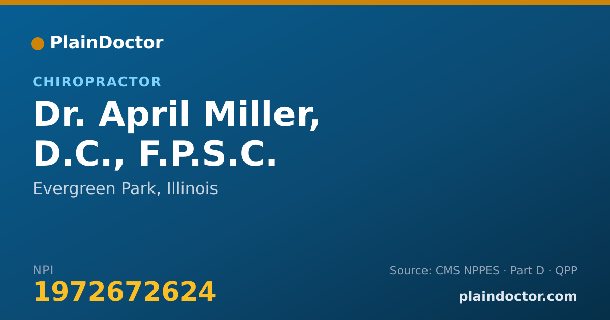 Shareable card for April Miller, D.C., F.P.S.C. - Chiropractor, Evergreen Park, IL