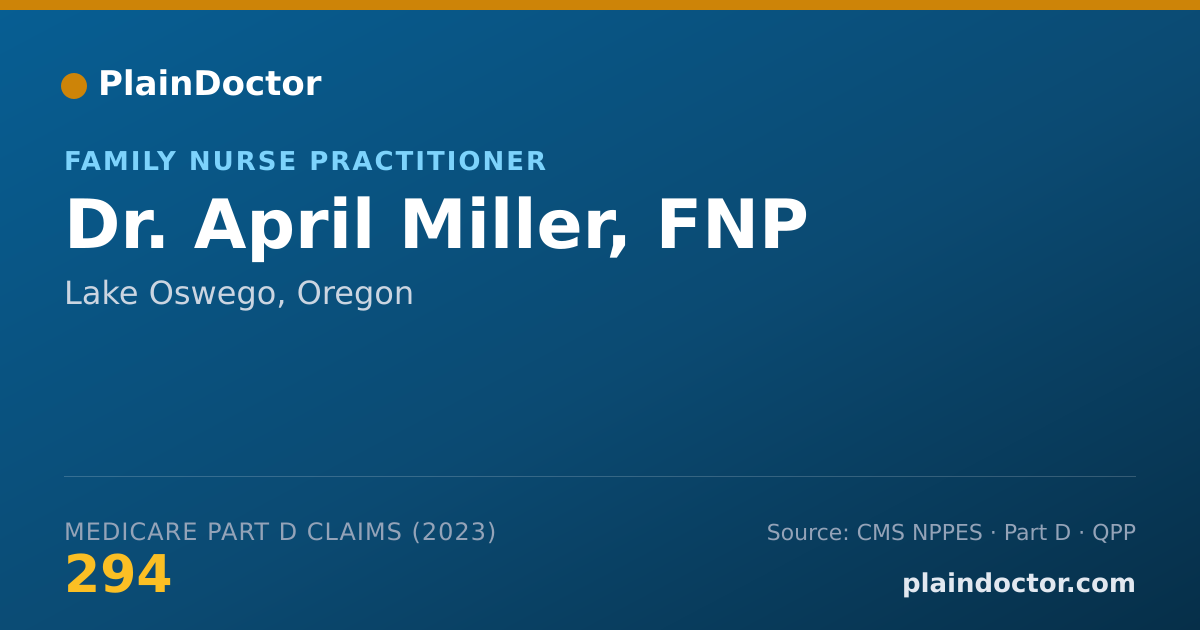 Shareable card for April Miller, FNP - Family Nurse Practitioner, Lake Oswego, OR