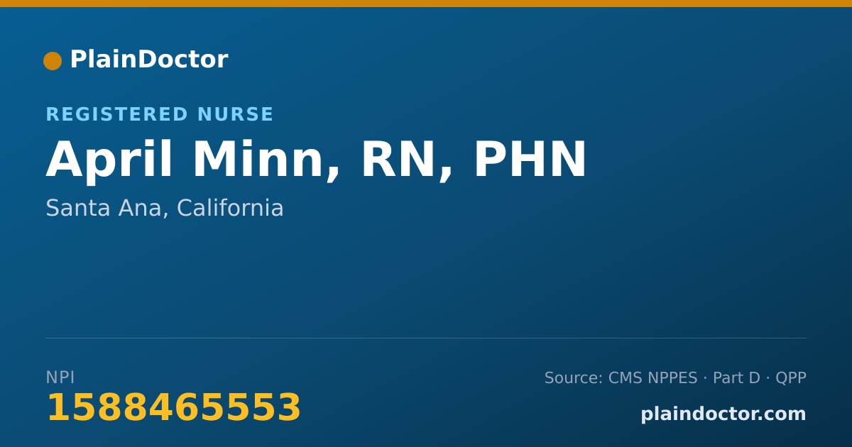 Shareable card for April Minn, RN, PHN - Registered Nurse, Santa Ana, CA