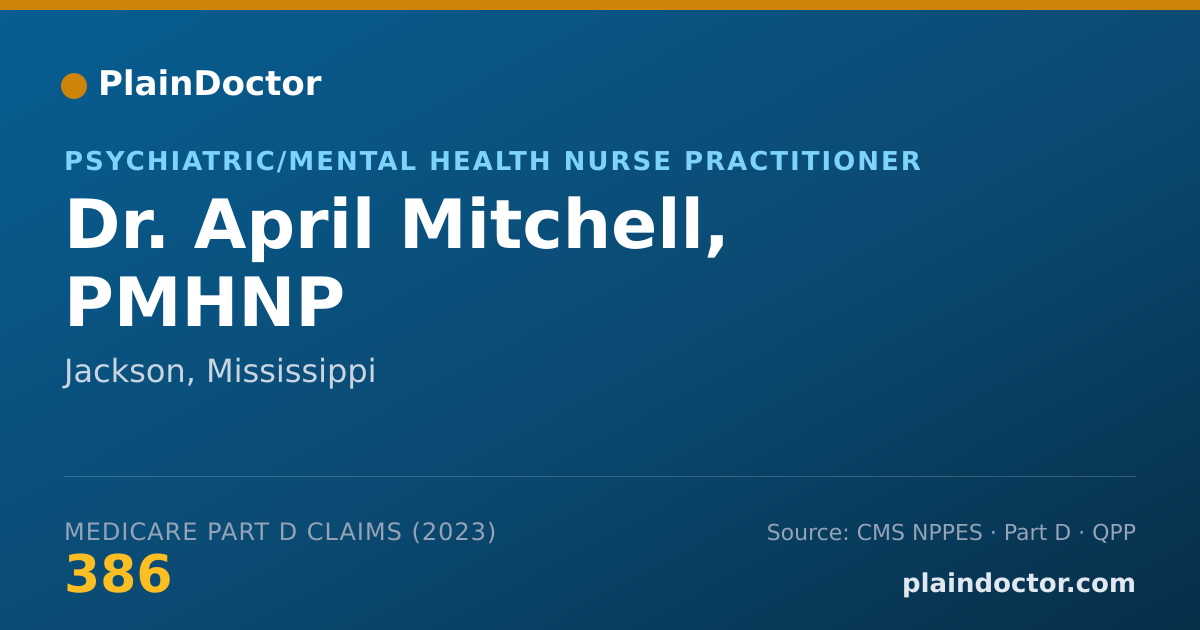 Shareable card for April Mitchell, PMHNP - Psychiatric/Mental Health Nurse Practitioner, Jackson, MS