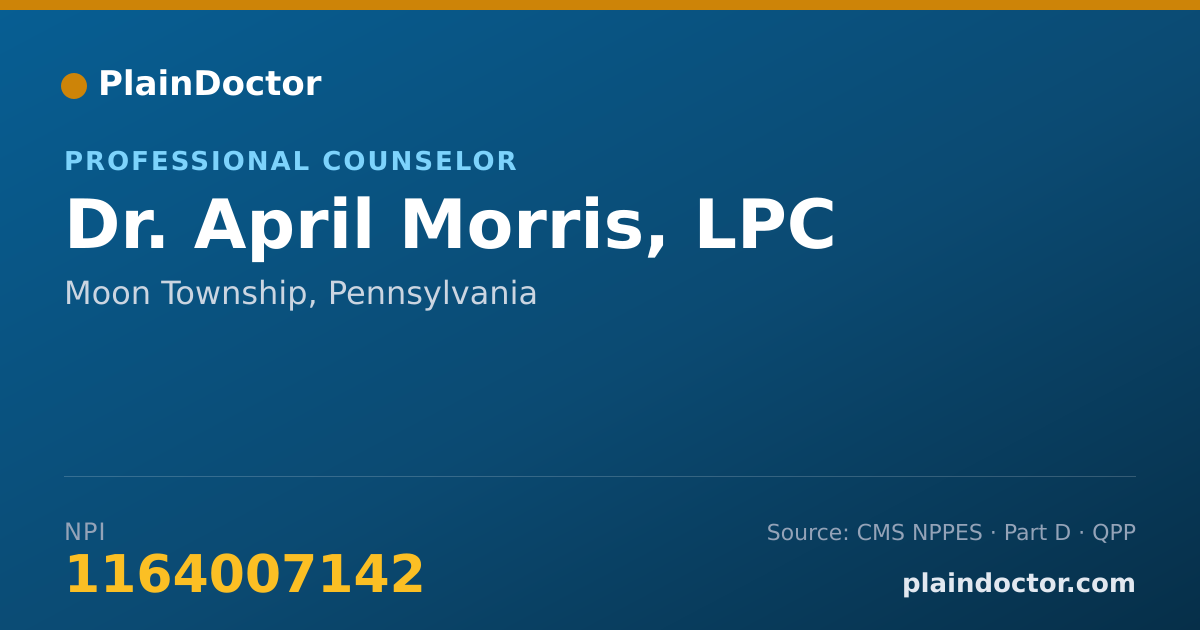 Shareable card for April Morris, LPC - Professional Counselor, Moon Township, PA
