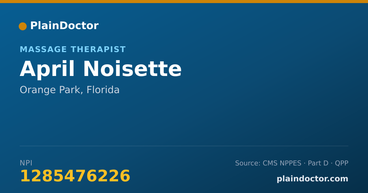 Shareable card for April Noisette - Massage Therapist, Orange Park, FL
