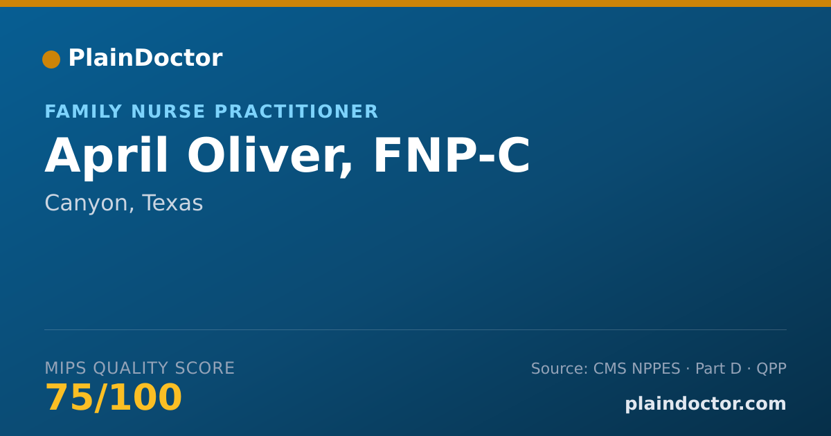 Shareable card for April Oliver, FNP-C - Family Nurse Practitioner, Canyon, TX
