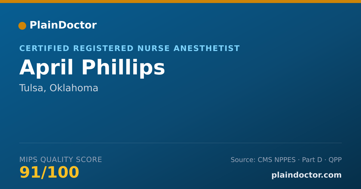 Shareable card for April Phillips - Certified Registered Nurse Anesthetist, Tulsa, OK