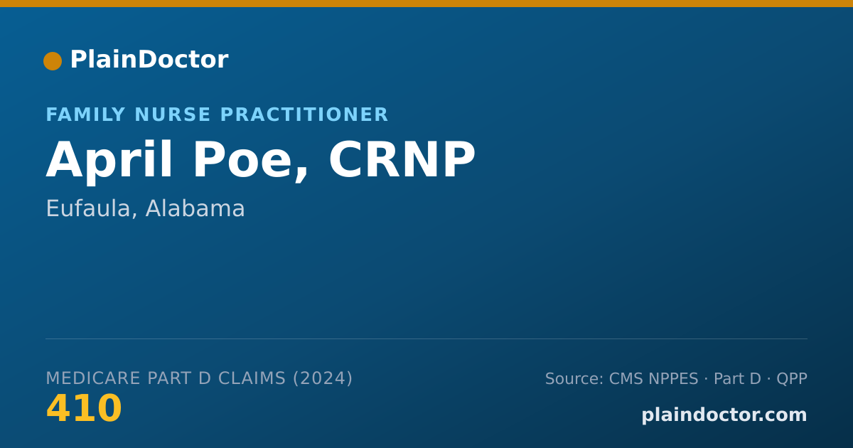 Shareable card for April Poe, CRNP - Family Nurse Practitioner, Eufaula, AL