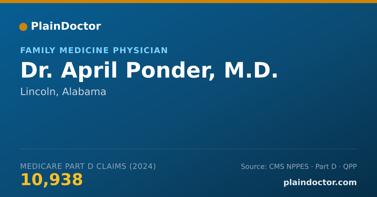 Shareable card for April Ponder, M.D. - Family Medicine Physician, Lincoln, AL