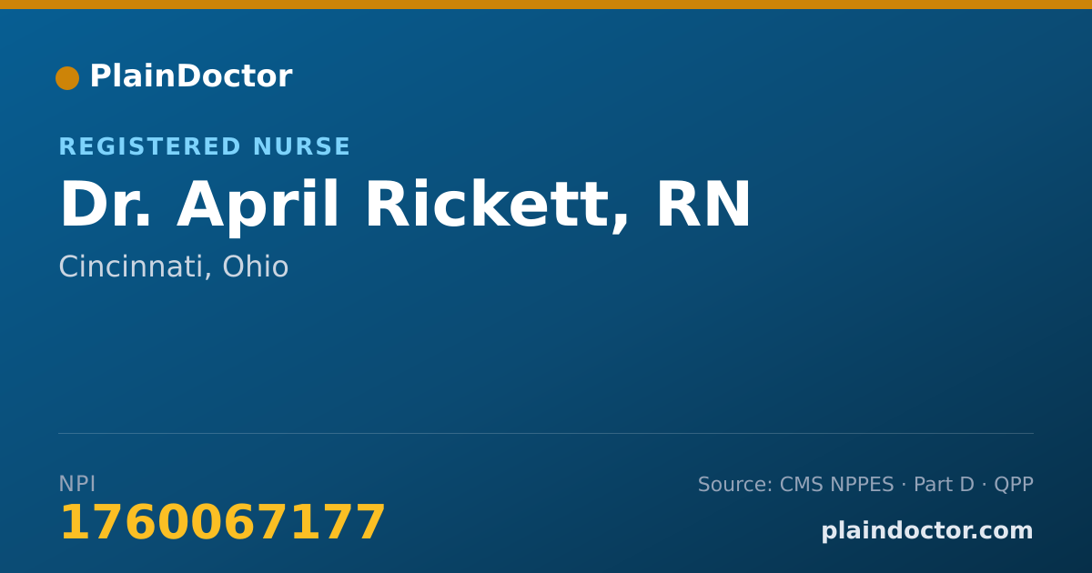 Shareable card for April Rickett, RN - Registered Nurse, Cincinnati, OH