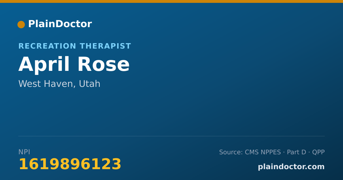 Shareable card for April Rose - Recreation Therapist, West Haven, UT