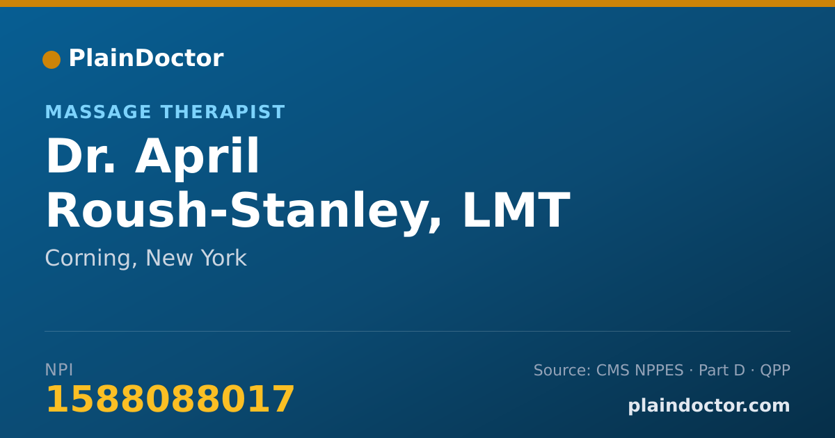 Shareable card for April Roush-Stanley, LMT - Massage Therapist, Corning, NY