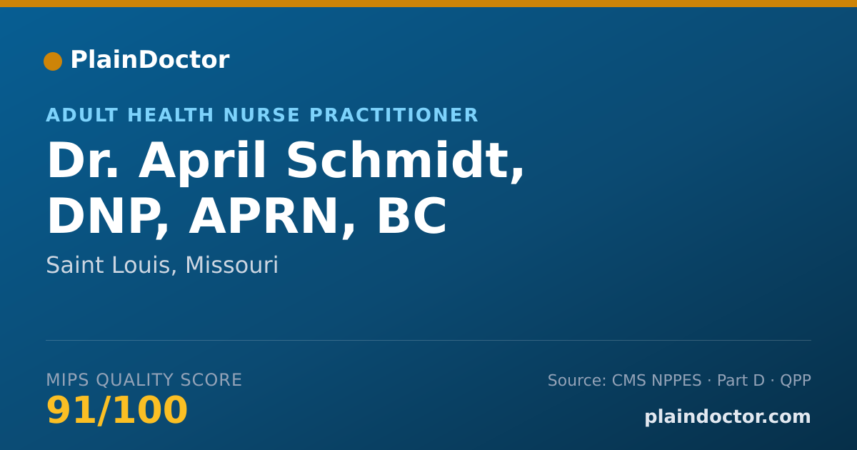 Shareable card for April Schmidt, DNP, APRN, BC - Adult Health Nurse Practitioner, Saint Louis, MO